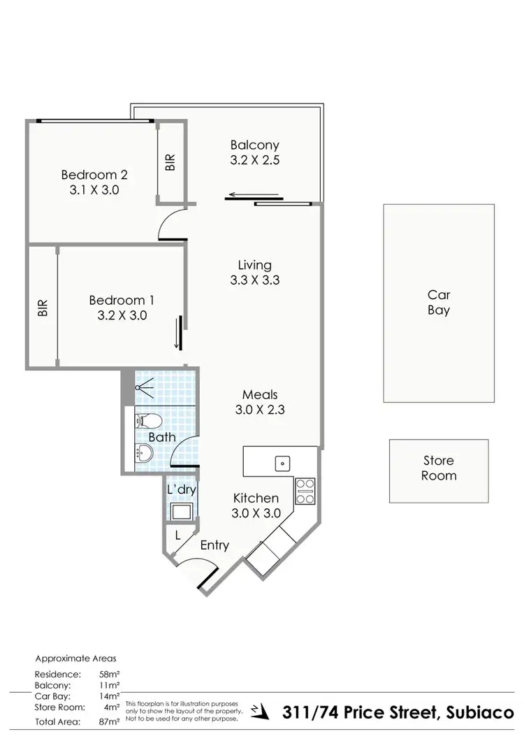 Floorplan of Homely apartment listing, 311/74 Price Street, Subiaco WA 6008