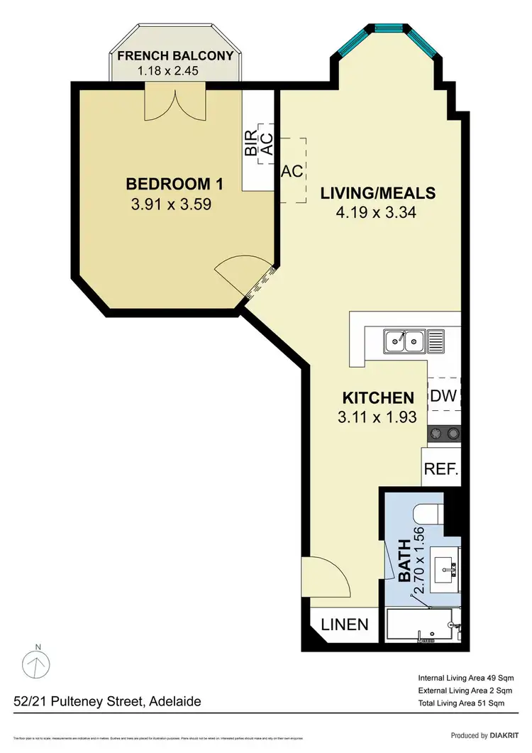 Floorplan of Homely unit listing, 52/21 Pulteney Street, Adelaide SA 5000