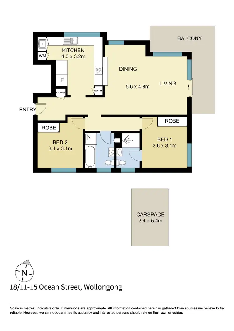 Floorplan of Homely apartment listing, 18/11-15 Ocean Street, Wollongong NSW 2500