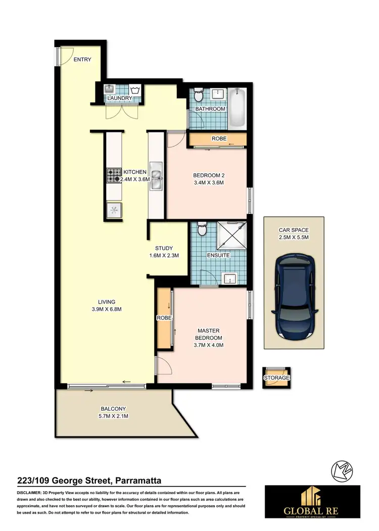 Floorplan of Homely apartment listing, 223/109-113 George Street, Parramatta NSW 2150