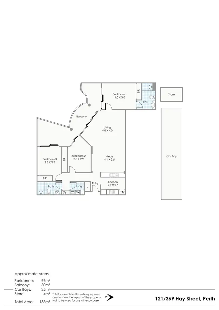 Floorplan of Homely apartment listing, 121/369 Hay Street, Perth WA 6000