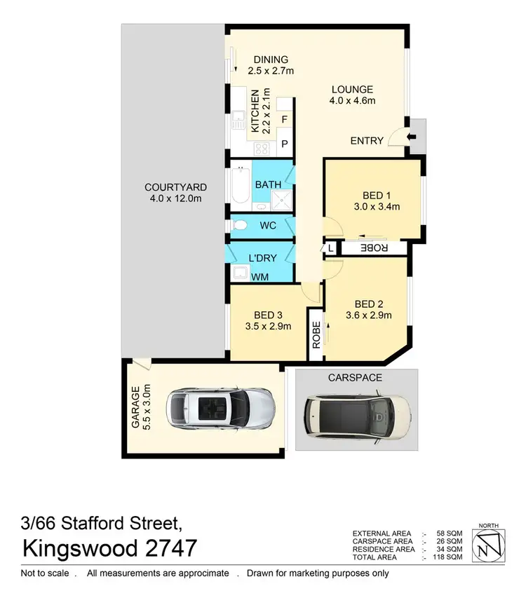 Floorplan of Homely villa listing, 3/66 Stafford Street, Kingswood NSW 2747
