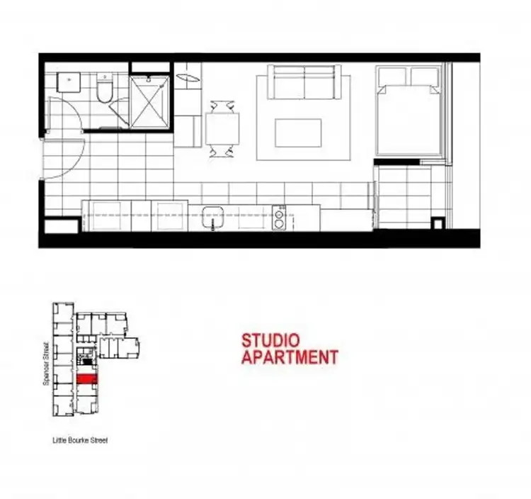 Floorplan of Homely apartment listing, 1805/220 Spencer Street, Melbourne VIC 3000