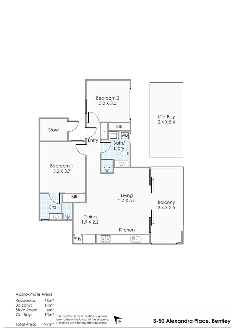Floorplan of Homely apartment listing, 3/50 Alexandra Place, Bentley WA 6102
