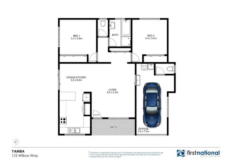 Floorplan of Homely unit listing, 1/5 Willow Way, Yamba NSW 2464