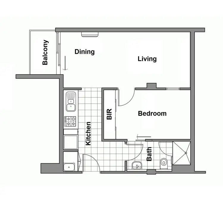 Floorplan of Homely apartment listing, 1408/25 Wills Street, Melbourne VIC 3000