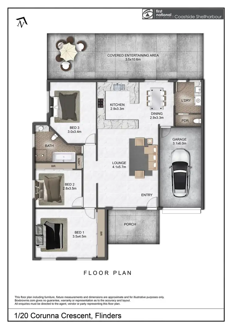 Floorplan of Homely townhouse listing, 1/20 Corunna Crescent, Flinders NSW 2529