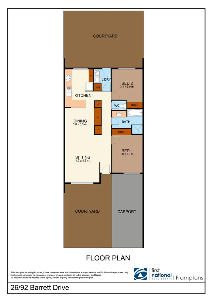 Floorplan of Homely unit listing, 26/92 Barrett Drive, Desert Springs NT 870