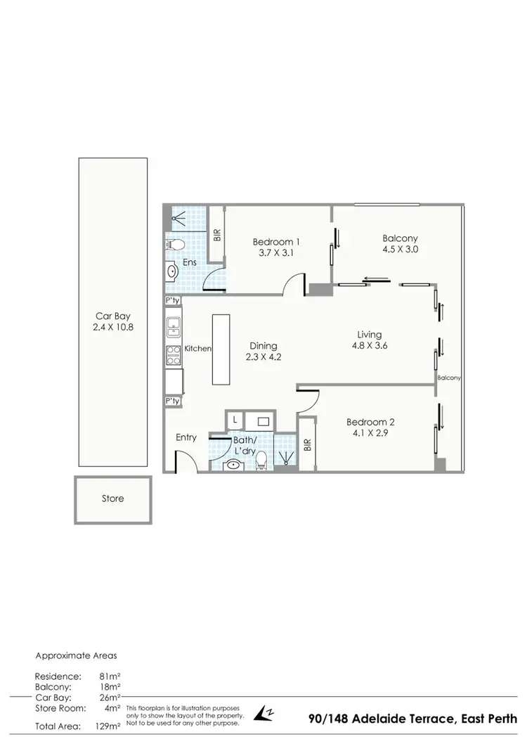 Floorplan of Homely apartment listing, 90/148 Adelaide Terrace, East Perth WA 6004