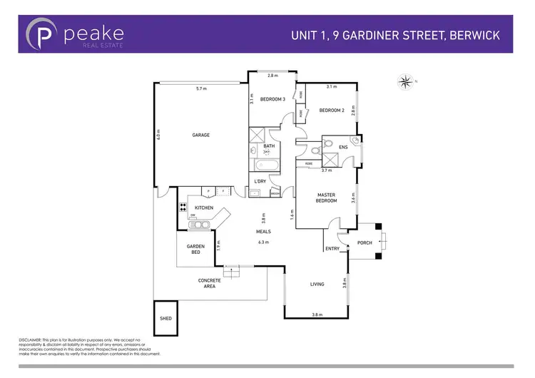 Floorplan of Homely unit listing, 1/9 Gardiner Street, Berwick VIC 3806