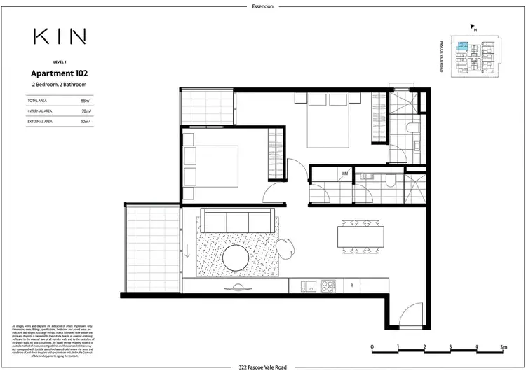 Floorplan of Homely apartment listing, 102/324 Pascoe Vale Road, Essendon VIC 3040