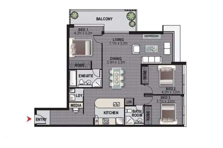 Floorplan of Homely apartment listing, 309/3 Ferntree Place, Epping NSW 2121