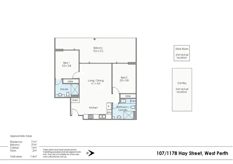 Floorplan of Homely apartment listing, 107/1178 Hay Street, West Perth WA 6005