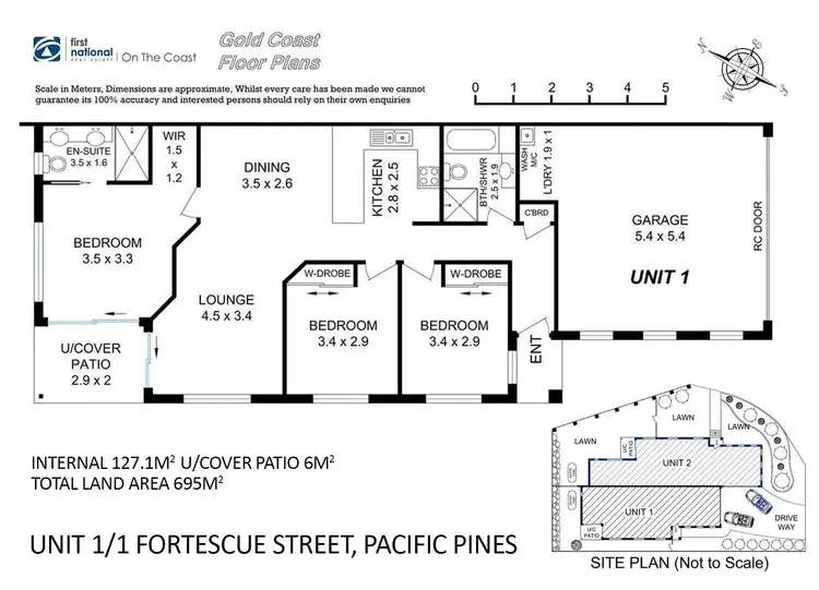 Floorplan of Homely semi-detached listing, 1/1 Fortescue Street, Pacific Pines QLD 4211