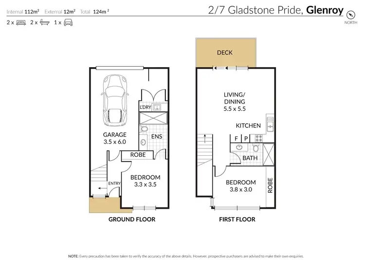 Floorplan of Homely townhouse listing, 2/7 Gladstone Parade, Glenroy VIC 3046