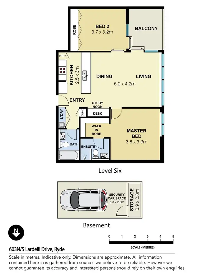 Floorplan of Homely apartment listing, 603N/5 Lardelli Drive, Ryde NSW 2112