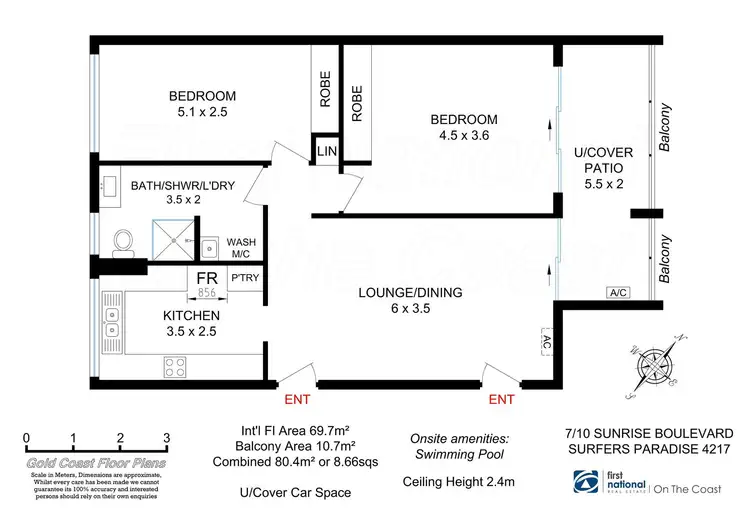 Floorplan of Homely apartment listing, 7/10 Sunrise Boulevard, Surfers Paradise QLD 4217