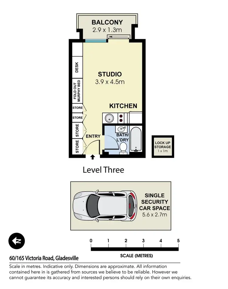 Floorplan of Homely studio listing, 60/165 Victoria Road, Gladesville NSW 2111