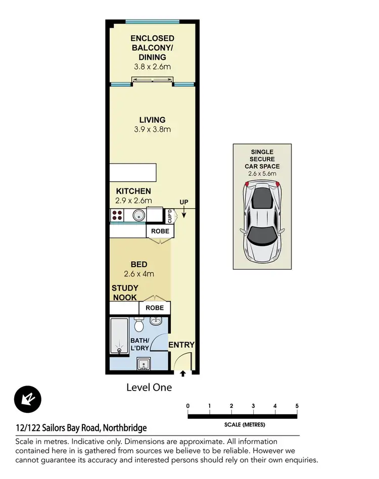 Floorplan of Homely studio listing, 12/122 Sailors Bay Road, Northbridge NSW 2063