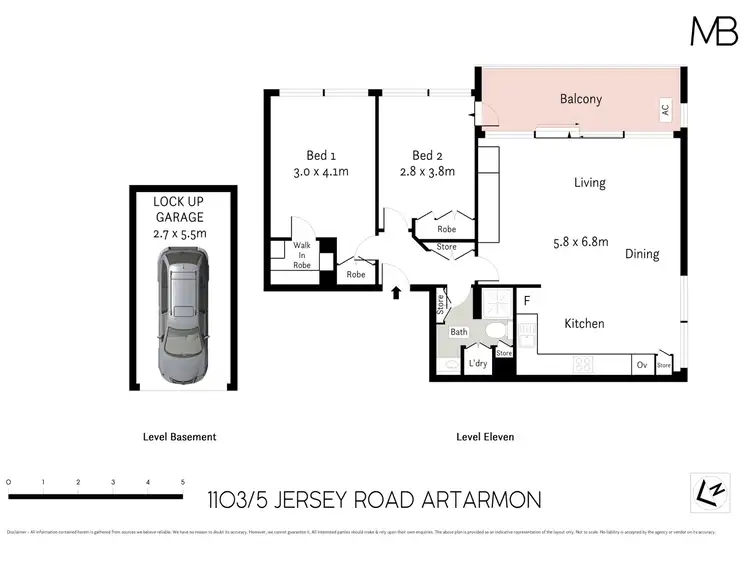 Floorplan of Homely unit listing, 1103/5 Jersey Road, Artarmon NSW 2064