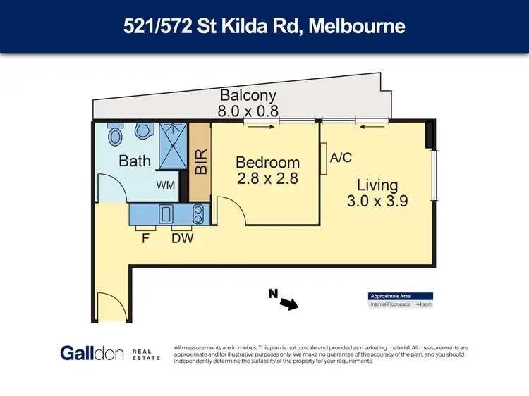 Floorplan of Homely serviced apartment listing, 1132/572 St Kilda Road, Melbourne VIC 3004