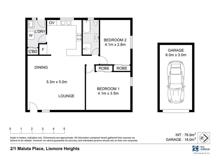 Floorplan of Homely unit listing, 2/1 Maluta Place, Lismore Heights NSW 2480