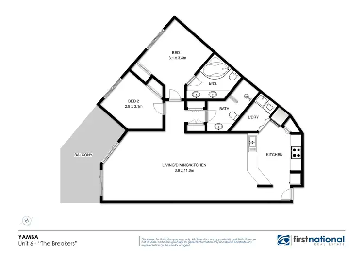 Floorplan of Homely apartment listing, Breakers 6, Block 1 Pacific Parade, Yamba NSW 2464