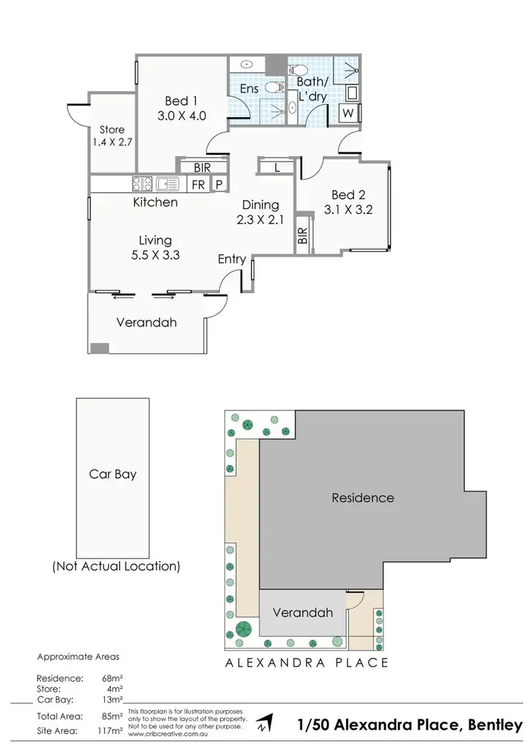 Floorplan of Homely apartment listing, 1/50 Alexandra Place, Bentley WA 6102