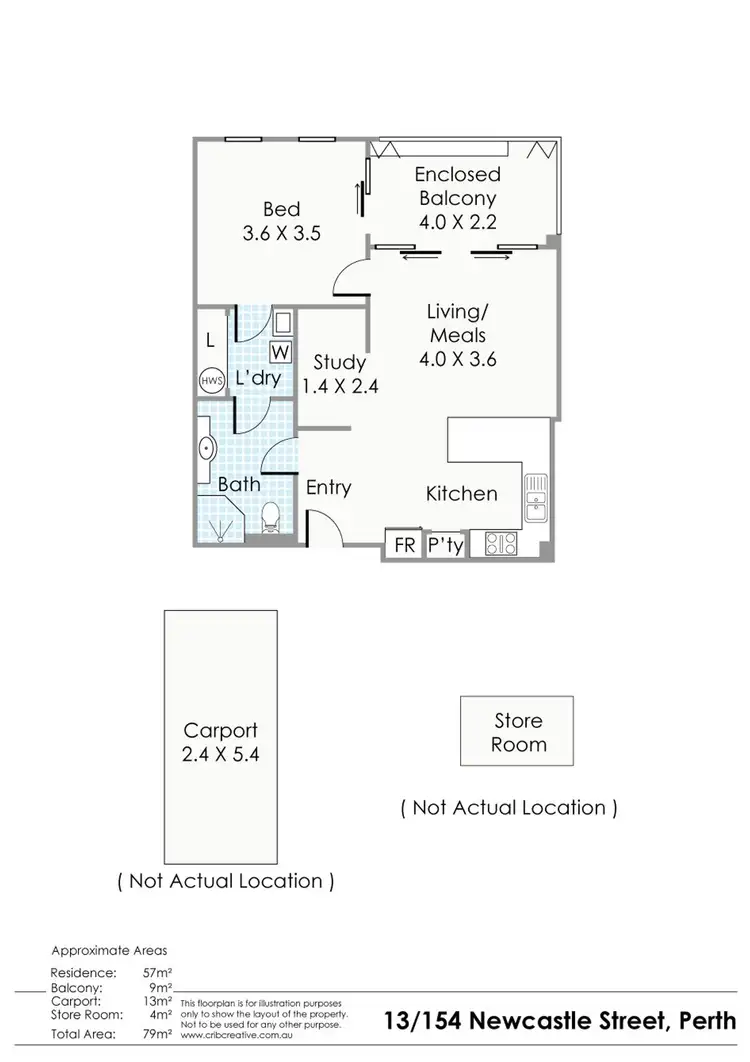 Floorplan of Homely apartment listing, 13/154 Newcastle Street, Perth WA 6000
