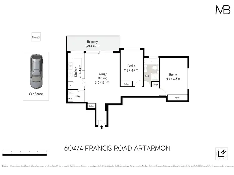Floorplan of Homely unit listing, 604/4 Francis Road, Artarmon NSW 2064