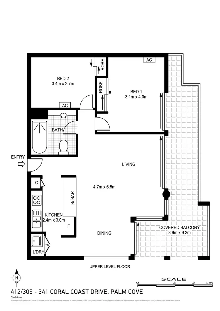 Floorplan of Homely apartment listing, 412/305-341 Coral Coast Drive, Palm Cove QLD 4879