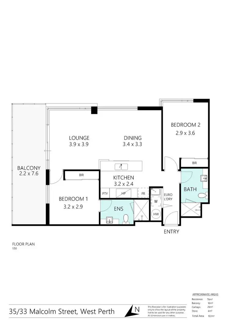 Floorplan of Homely apartment listing, 35/33 Malcolm Street, West Perth WA 6005