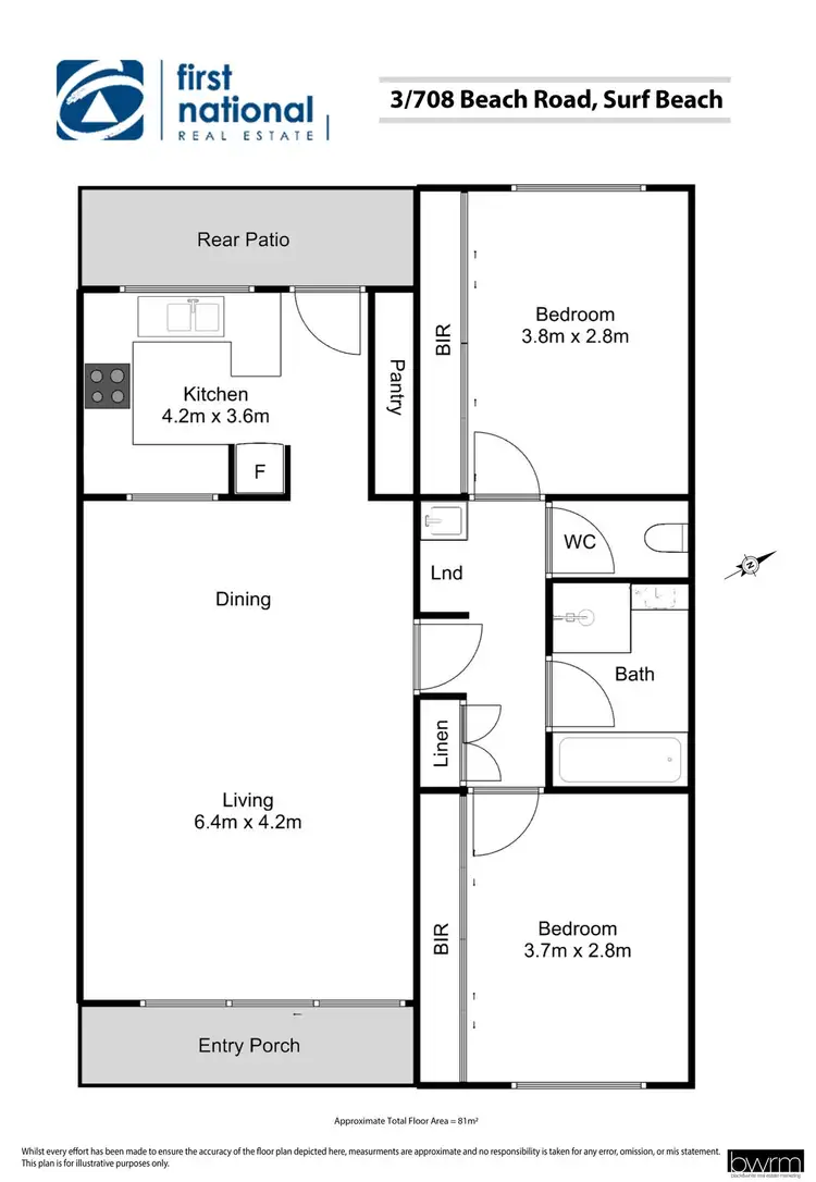 Floorplan of Homely unit listing, 3/708-710 Beach Road, Surf Beach NSW 2536