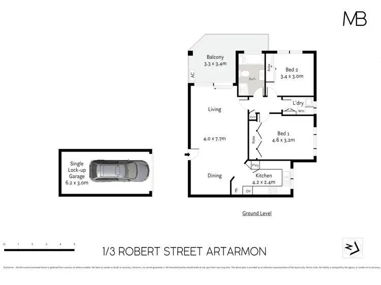 Floorplan of Homely unit listing, 1/3 Robert Street, Artarmon NSW 2064