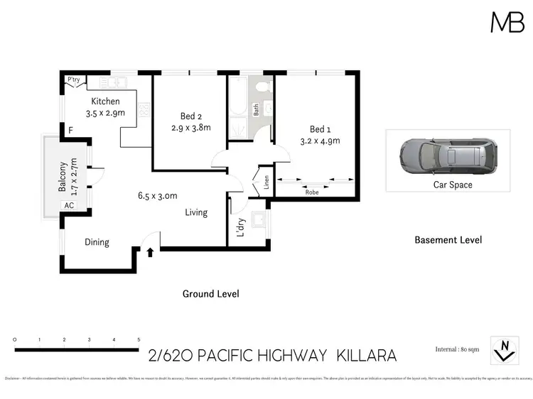 Floorplan of Homely apartment listing, 2/620 Pacific Highway, Killara NSW 2071