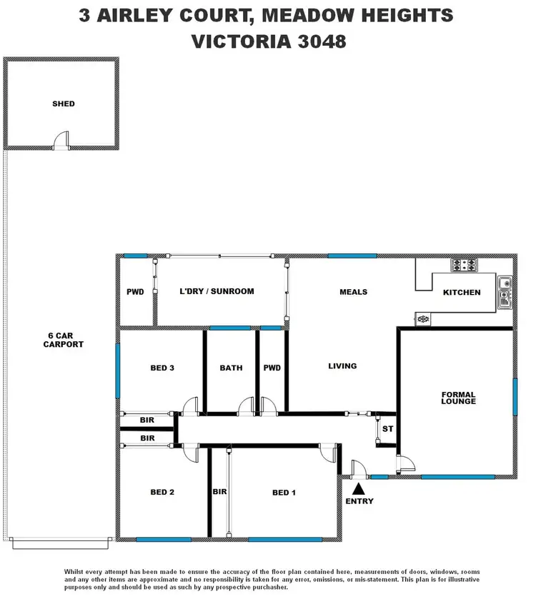 Floorplan of Homely house listing, 3 Airley Court, Meadow Heights VIC 3048