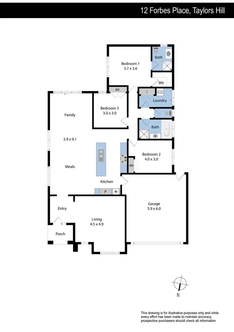 Floorplan of Homely house listing, 12 Forbes Place, Taylors Hill VIC 3037
