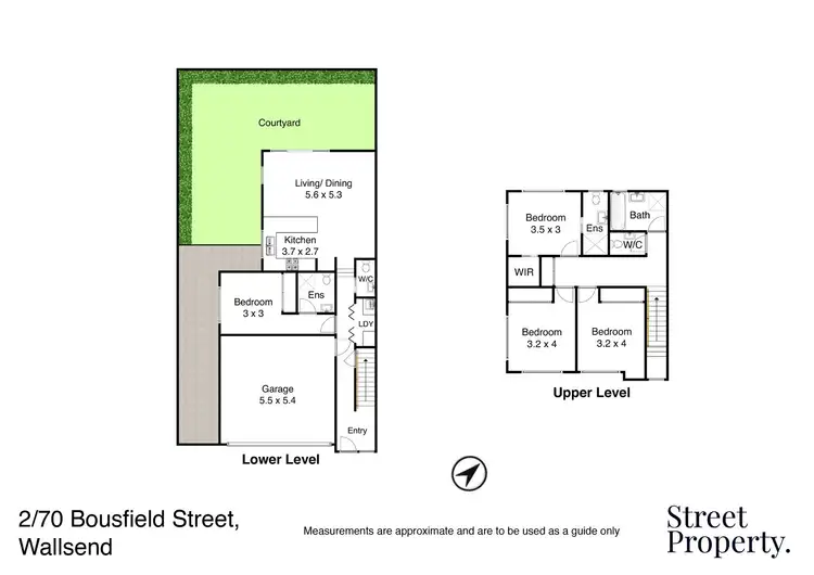 Floorplan of Homely townhouse listing, 2/70A Bousfield Street, Wallsend NSW 2287
