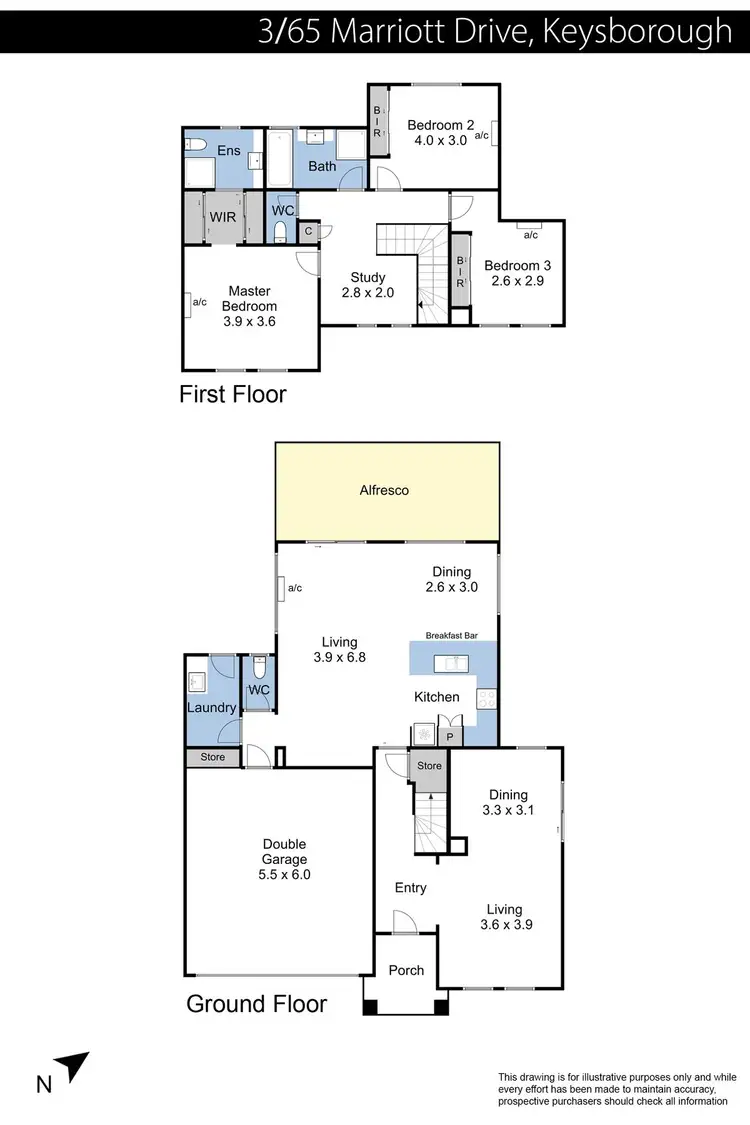 Floorplan of Homely townhouse listing, 3/65 Marriott Drive, Keysborough VIC 3173