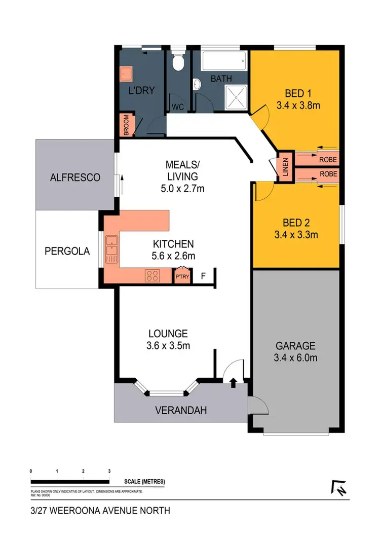 Floorplan of Homely unit listing, 3/27 Weeroona Avenue, North Bendigo VIC 3550