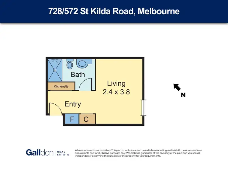Floorplan of Homely studio listing, 728/572 St Kilda Road, Melbourne VIC 3004