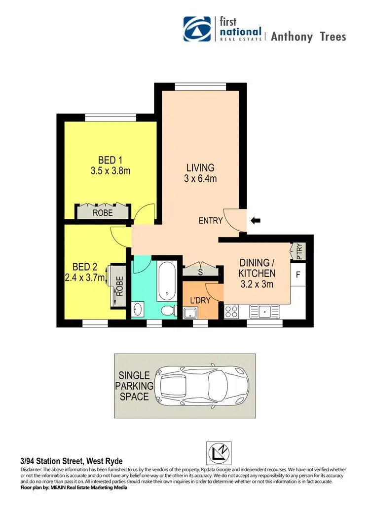 Floorplan of Homely unit listing, 3/94 Station Street, West Ryde NSW 2114