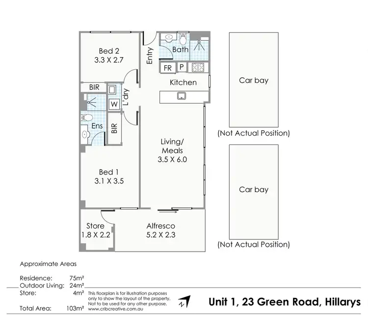 Floorplan of Homely apartment listing, 1/23 Green Road, Hillarys WA 6025