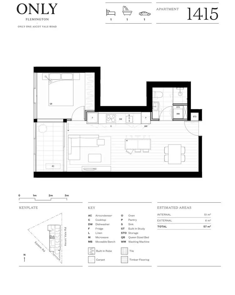 Floorplan of Homely apartment listing, 1415/1 Ascot Vale Road, Flemington VIC 3031