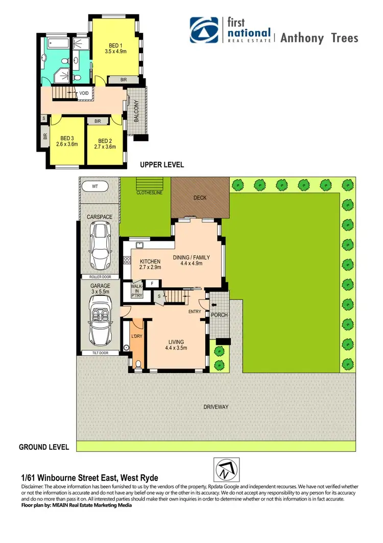 Floorplan of Homely townhouse listing, 1/61 Winbourne Street East, West Ryde NSW 2114