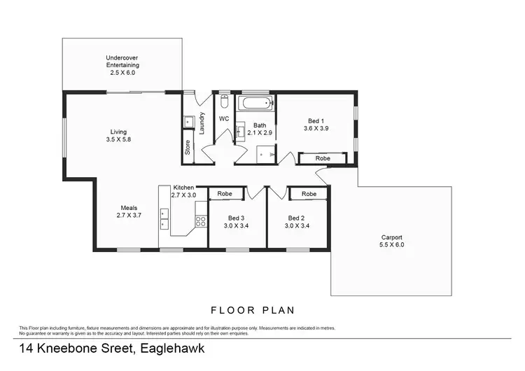 Floorplan of Homely house listing, 14 Kneebone Street, Eaglehawk VIC 3556