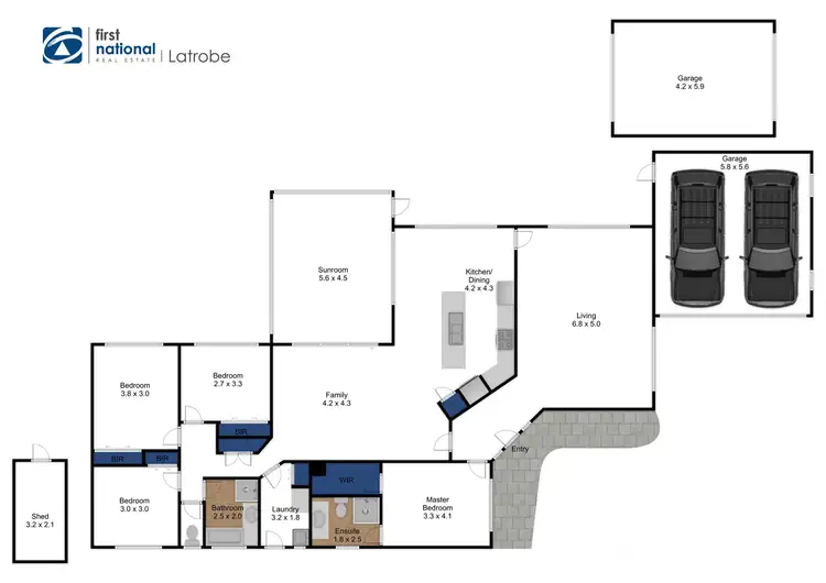 Floorplan of Homely house listing, 1 Emerald Court, Traralgon VIC 3844