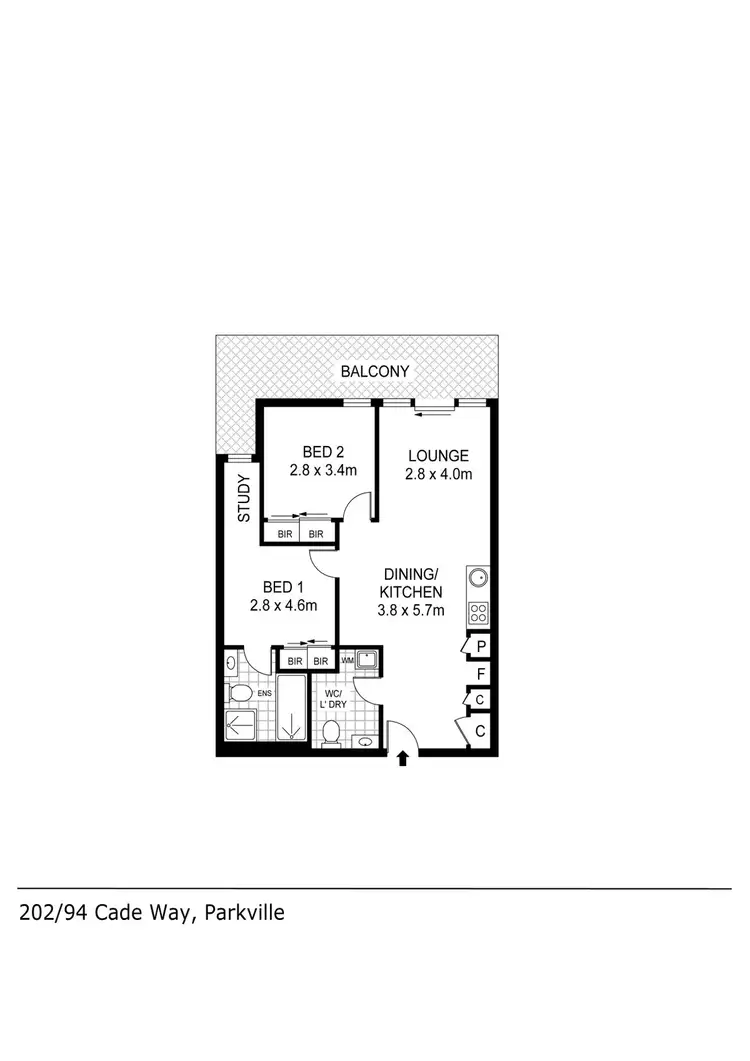 Floorplan of Homely apartment listing, 202/94 Cade Way, Parkville VIC 3052