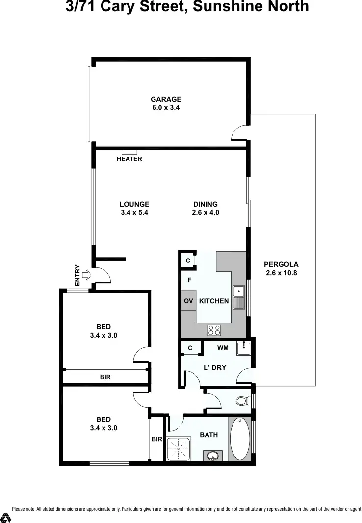 Floorplan of Homely unit listing, 3/71 Cary Street, Sunshine North VIC 3020