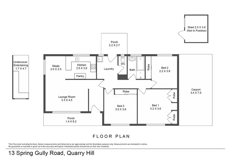 Floorplan of Homely house listing, 13 Spring Gully Road, Quarry Hill VIC 3550